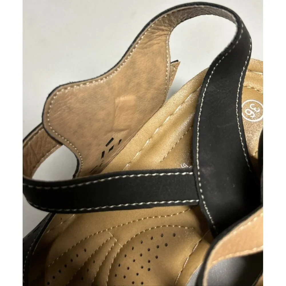 Patrizia By Spring Step Women’s Black Shantay Sandals Cut Out Design 36 5.5 6 - Picture 5 of 8